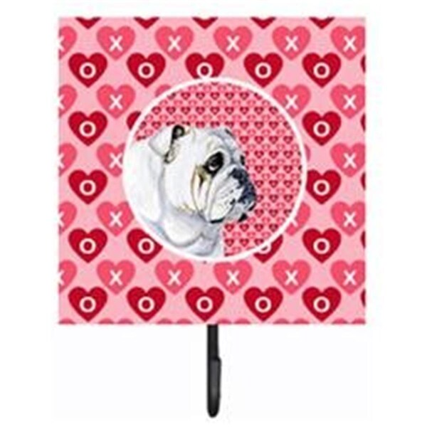 Carolines Treasures 4.25 x 7 in. Bulldog English Valentines Love and Hearts Leash Or Key Holder LH9139SH4 - main